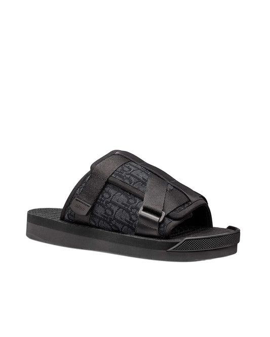 Alpha Black Oblique Jacquard Sandals